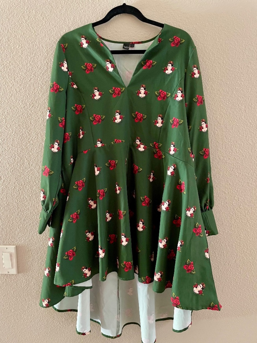 Frida Kahlo High/Low Dress, Long Sleeve, size L